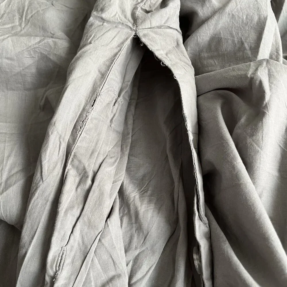 West Elm 100% Cotton Duvet Cover King Light Gray Button Closure Neutral Luxury